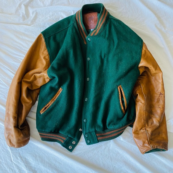 Golden Bear: Forest/Brown Varsity Jacket - Picture 1 of 3